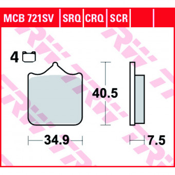 Plaquettes de frein moto TRW TRW Metal Track MCB721SRT Plaquettes de frein moto TRW TRW Metal Track MCB721SRT