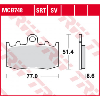 Plaquettes de frein moto TRW TRW Metal Track MCB748SRT Plaquettes de frein moto TRW TRW Metal Track MCB748SRT