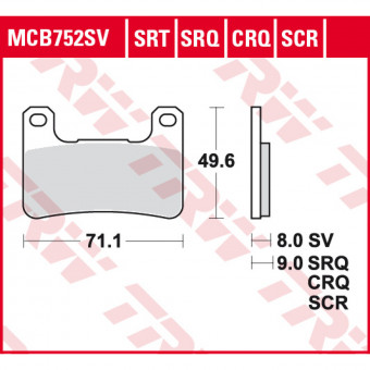 Plaquettes de frein moto TRW TRW Metal Track MCB752SRT Plaquettes de frein moto TRW TRW Metal Track MCB752SRT