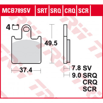 Plaquettes de frein moto TRW TRW Metal Track MCB789SRT Plaquettes de frein moto TRW TRW Metal Track MCB789SRT