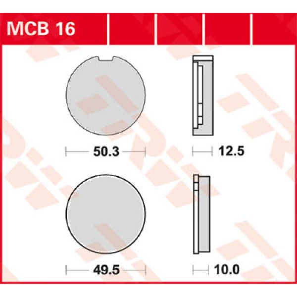 Plaquettes de frein moto TRW TRW Organique MCB16