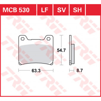 Plaquettes de frein moto TRW TRW Organique MCB530 Plaquettes de frein moto TRW TRW Organique MCB530