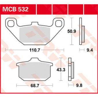 Plaquettes de frein moto TRW TRW Organique MCB532 Plaquettes de frein moto TRW TRW Organique MCB532