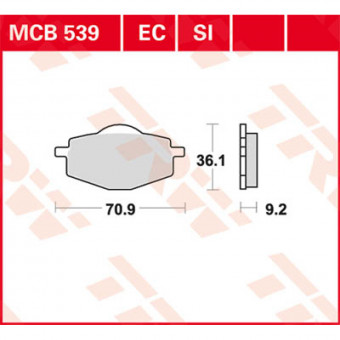 Plaquettes de frein moto TRW TRW Organique MCB539 Plaquettes de frein moto TRW TRW Organique MCB539