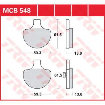 Plaquettes de frein moto TRW TRW Organique MCB548 Plaquettes de frein moto TRW TRW Organique MCB548