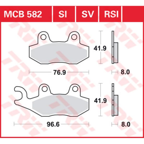 Plaquettes de frein moto TRW TRW Organique MCB582 Plaquettes de frein moto TRW TRW Organique MCB582