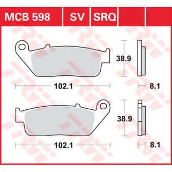 Plaquettes de frein moto TRW TRW Organique MCB598 Plaquettes de frein moto TRW TRW Organique MCB598