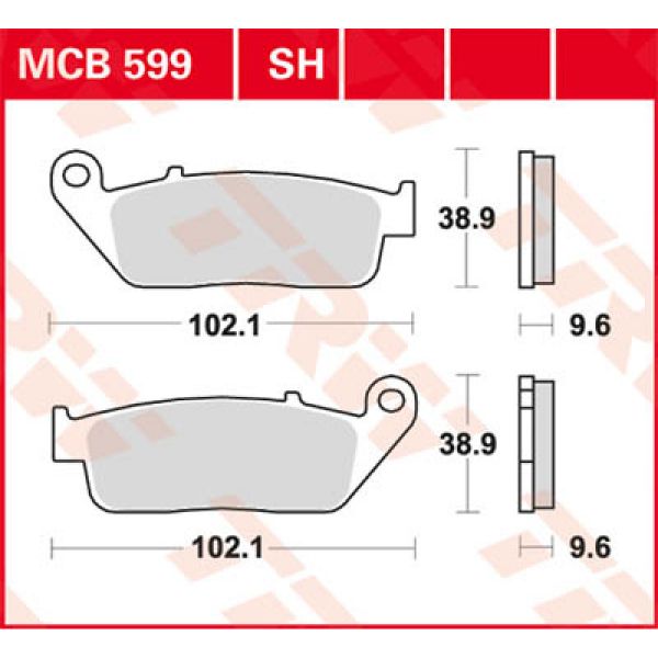 Plaquettes de frein moto TRW TRW Organique MCB599 Plaquettes de frein moto TRW TRW Organique MCB599