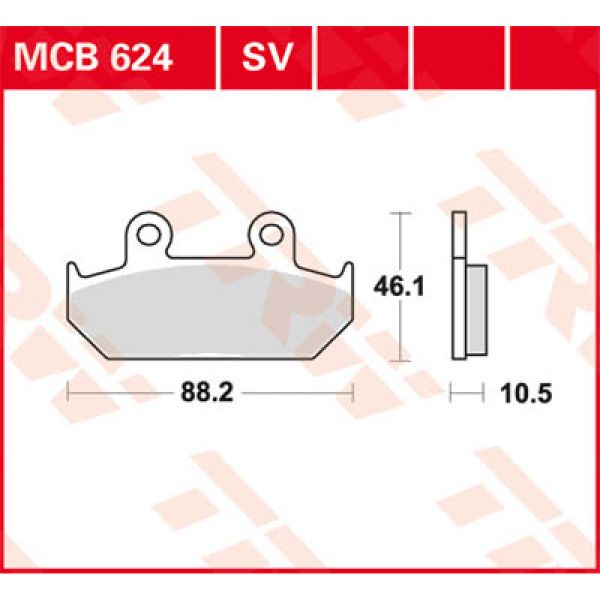 Plaquettes de frein moto TRW TRW Organique MCB624 Plaquettes de frein moto TRW TRW Organique MCB624