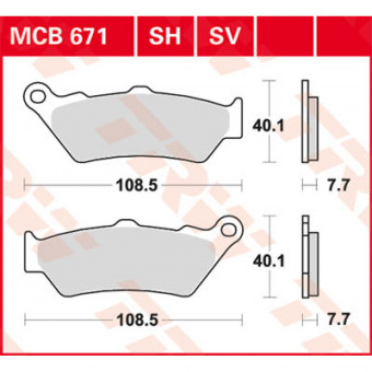 Plaquettes de frein moto TRW TRW Organique MCB671 Plaquettes de frein moto TRW TRW Organique MCB671