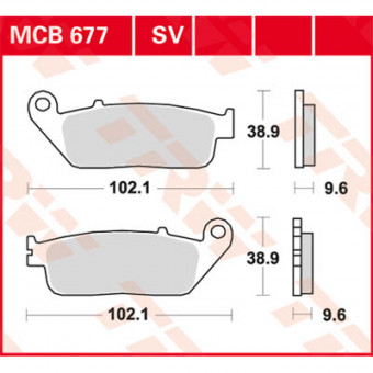 Plaquettes de frein moto TRW TRW Organique MCB677 Plaquettes de frein moto TRW TRW Organique MCB677