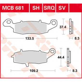 Plaquettes de frein moto TRW TRW Organique MCB681 Plaquettes de frein moto TRW TRW Organique MCB681