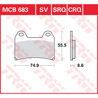 Plaquettes de frein moto TRW TRW Organique MCB683 Plaquettes de frein moto TRW TRW Organique MCB683