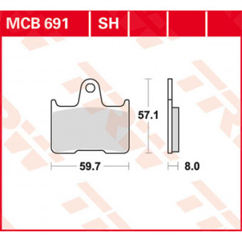 Plaquettes de frein moto TRW TRW Organique MCB691 Plaquettes de frein moto TRW TRW Organique MCB691