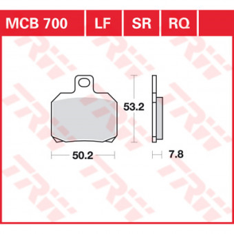 Plaquettes de frein moto TRW TRW Organique MCB700 Plaquettes de frein moto TRW TRW Organique MCB700