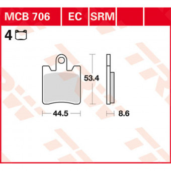 Plaquettes de frein moto TRW TRW Organique MCB706 Plaquettes de frein moto TRW TRW Organique MCB706