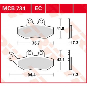 Plaquettes de frein moto TRW TRW Organique MCB734 Plaquettes de frein moto TRW TRW Organique MCB734
