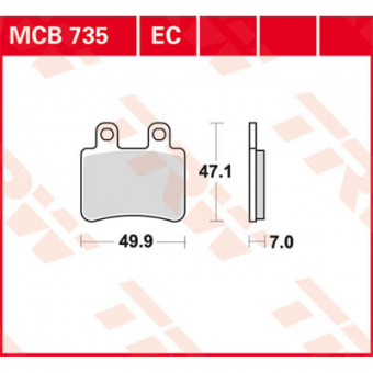 Plaquettes de frein moto TRW TRW Organique MCB735 Plaquettes de frein moto TRW TRW Organique MCB735