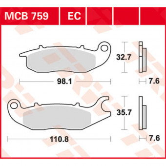 Plaquettes de frein moto TRW TRW Organique MCB759 Plaquettes de frein moto TRW TRW Organique MCB759
