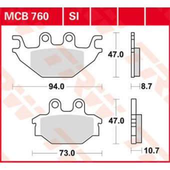 Plaquettes de frein moto TRW TRW Organique MCB760 Plaquettes de frein moto TRW TRW Organique MCB760