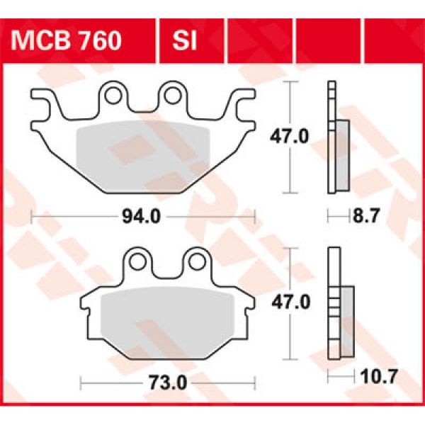 Plaquettes de frein moto TRW TRW Organique MCB760 Plaquettes de frein moto TRW TRW Organique MCB760