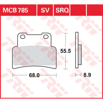 Plaquettes de frein moto TRW TRW Organique MCB785 Plaquettes de frein moto TRW TRW Organique MCB785