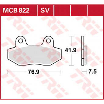 Plaquettes de frein moto TRW TRW Organique MCB822 Plaquettes de frein moto TRW TRW Organique MCB822