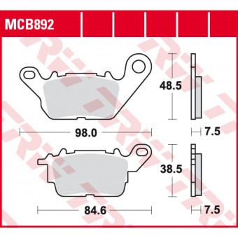 Plaquettes de frein moto TRW TRW Organique MCB892 Plaquettes de frein moto TRW TRW Organique MCB892