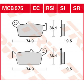 Plaquettes de frein moto TRW TRW Organique Offroad/Scooter MCB575EC Plaquettes de frein moto TRW TRW Organique Offroad/Scooter MCB575EC
