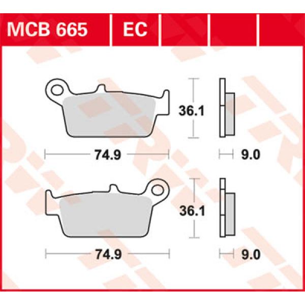 Plaquettes de frein moto TRW TRW Organique Offroad/Scooter MCB665EC