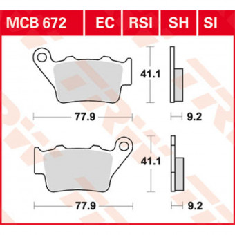 Plaquettes de frein moto TRW TRW Organique Offroad/Scooter MCB672EC Plaquettes de frein moto TRW TRW Organique Offroad/Scooter MCB672EC