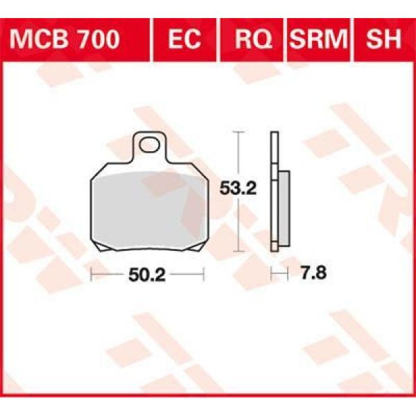 Plaquettes de frein moto TRW TRW Organique Offroad/Scooter MCB700EC Plaquettes de frein moto TRW TRW Organique Offroad/Scooter MCB700EC