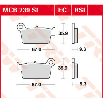Plaquettes de frein moto TRW TRW Organique Offroad/Scooter MCB739EC Plaquettes de frein moto TRW TRW Organique Offroad/Scooter MCB739EC