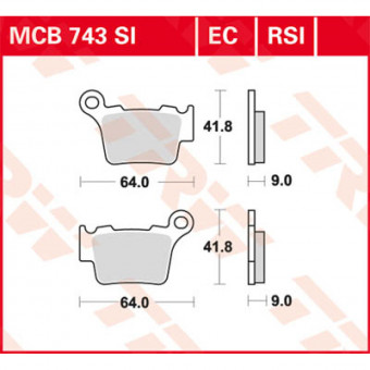 Plaquettes de frein moto TRW TRW Organique Offroad/Scooter MCB743EC Plaquettes de frein moto TRW TRW Organique Offroad/Scooter MCB743EC