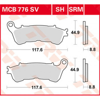 Plaquettes de frein moto TRW TRW Organique Street MCB776 Plaquettes de frein moto TRW TRW Organique Street MCB776