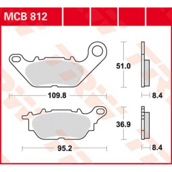 Plaquettes de frein moto TRW TRW Organique Street MCB812 Plaquettes de frein moto TRW TRW Organique Street MCB812