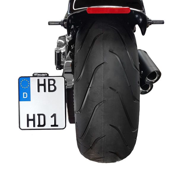 Support de plaque Heinz Bikes Support de plaque HB Lateral Harley Davidson Softail/Fat Boy/Deluxe (91-