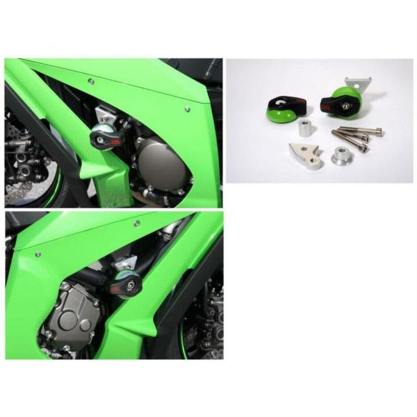 Pare-carter & tampons LSL Kit fixation Crash Pad + Platine LSL Kawasaki ZX-10R (11-18)