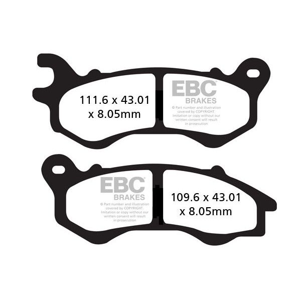 Plaquettes de frein moto EBC EBC Carbone Scooter SFAC603 Plaquettes de frein moto EBC EBC Carbone Scooter SFAC603