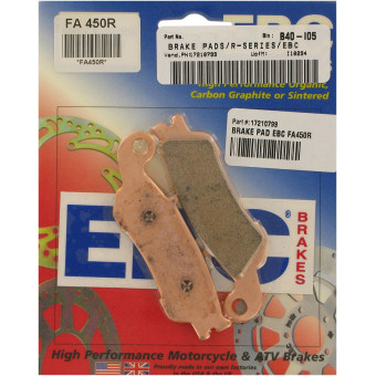 Plaquettes de frein moto EBC EBC Métal Fritté Série R FA450R Plaquettes de frein moto EBC EBC Métal Fritté Série R FA450R