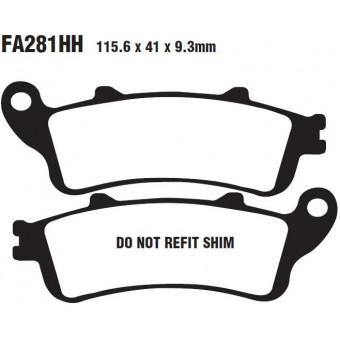 Plaquettes de frein moto EBC EBC Métal Fritté Type HH FA281HH Plaquettes de frein moto EBC EBC Métal Fritté Type HH FA281HH