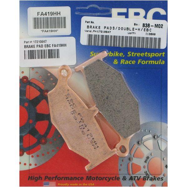 Plaquettes de frein moto EBC EBC Métal Fritté Type HH FA419HH Plaquettes de frein moto EBC EBC Métal Fritté Type HH FA419HH
