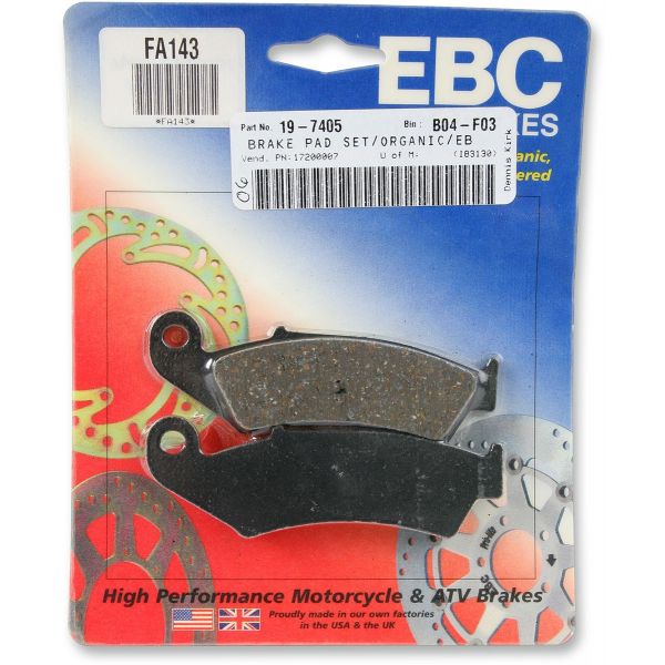 Plaquettes de frein moto EBC EBC Organique FA FA143