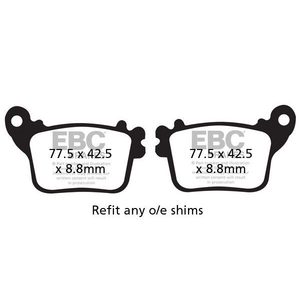 Plaquettes de frein moto EBC EBC Semi Mtal Fritt Type V FA436V