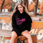 Pulls Moto 100% Bitume Art Letter Black Neon Pink Hoodie