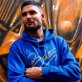 Pulls Moto 100% Bitume Art Letter Blue Neon Yellow Hoodie