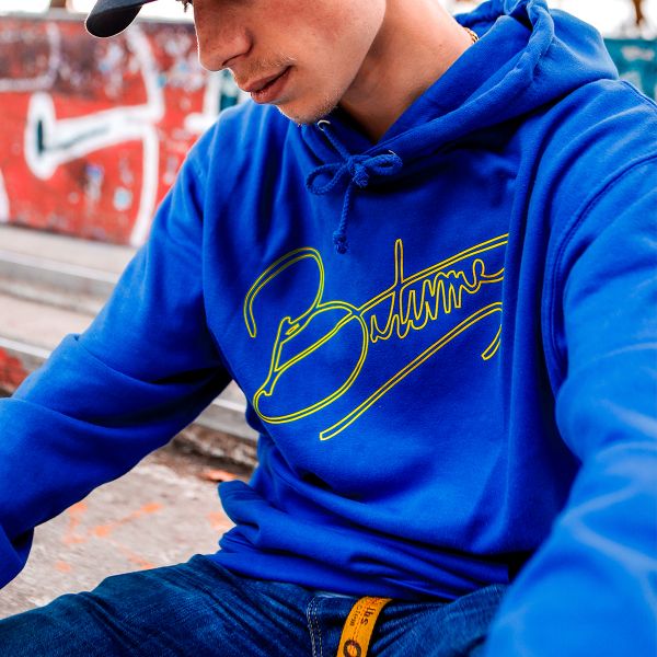 Pull 100% Bitume Art Letter Blue Neon Yellow Hoodie Au Meilleur Prix |  iCasque.com
