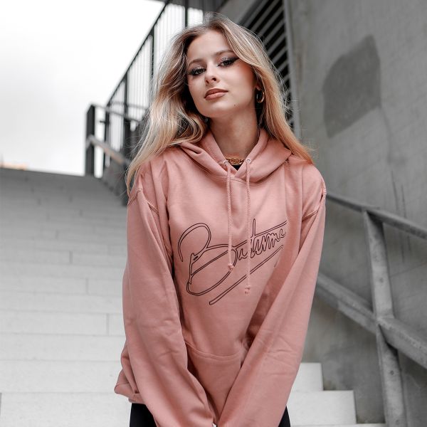 100% Bitume Art Letter Pink Black Hoodie