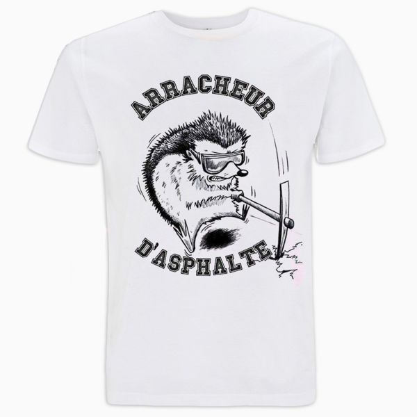 T-Shirts Moto 100% Bitume Arracheur d'Asphalte Blanc T-Shirts Moto 100% Bitume Arracheur d'Asphalte Blanc