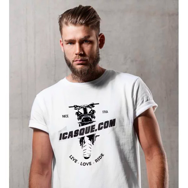 T-Shirts Moto iCasque Live Love Ride White T-Shirts Moto iCasque Live Love Ride White